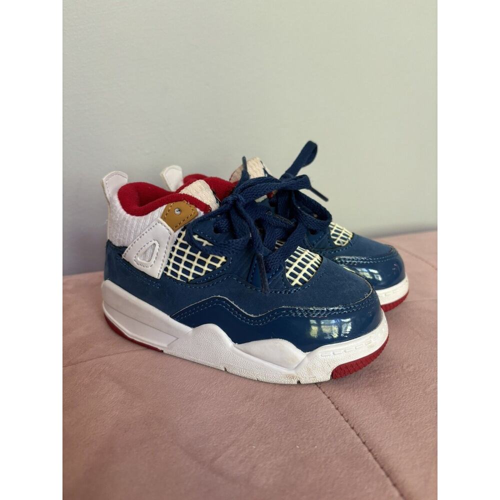 Air Jordan Retro 4 Nike Messy Room Blue White Shoes DR6951-400 Toddler Size 7c